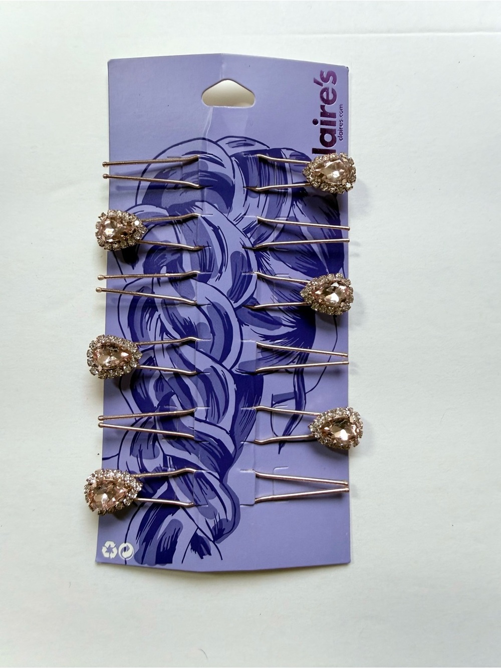 Claire's Rose Gold Teardrop Crystal Hair Pin Set - 6 Pack
